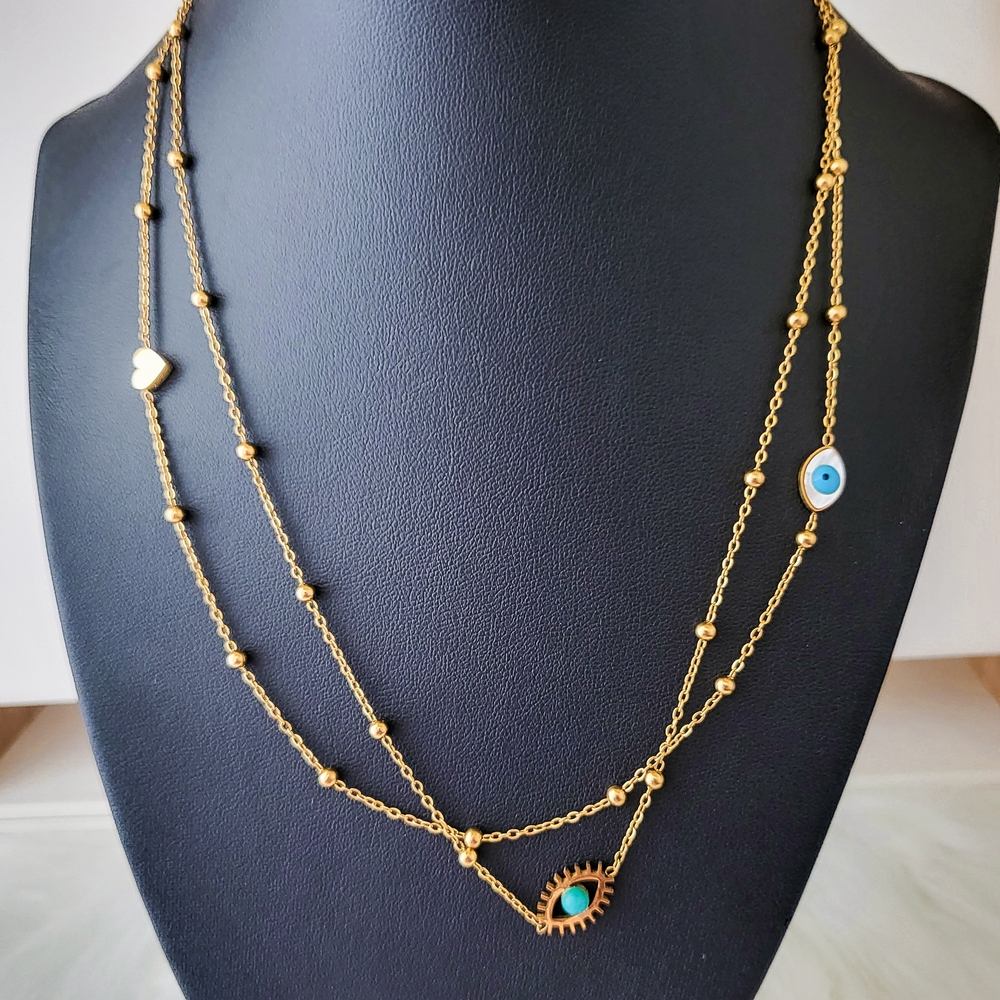 Gold Evil Eye Necklace - Picture 4 of 7